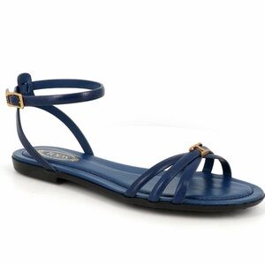 TOD'S Designer Authentic Flat Leather Sandals, SZ 8